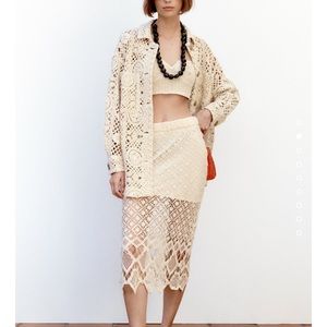 Zara Crochet Straight Skirt